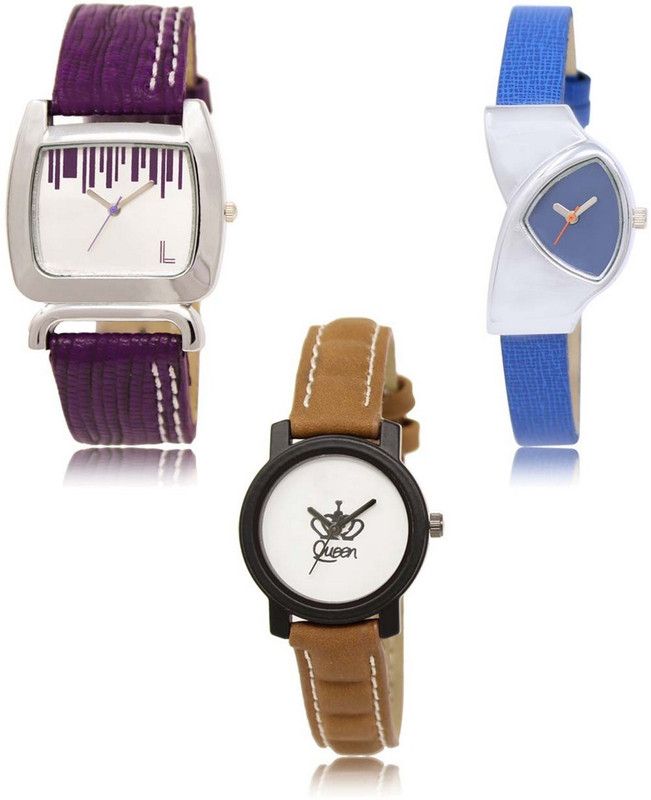 Latest Set of 3 Stylish Attractive Professional Designer Combo Analog Watch - For Women LR-207-208-209 Premium Quality Collection