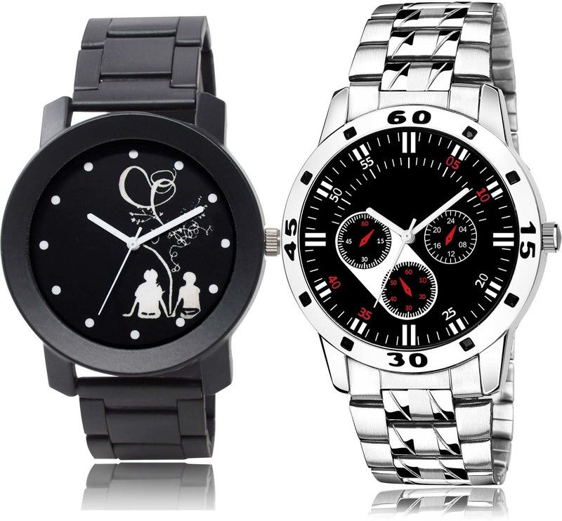 Analog Watch - For Boys Brand New Italian Designer Couple Love Chain And Chain Watch Combo Watch For Boys And Men - BO53-B947