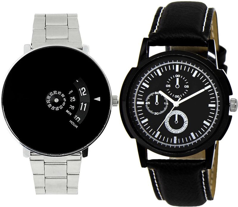 combo watch Analog Watch - For Girls Contemporary Luxury Analogue Silver And Black Color Boys And Men Watch - B81-BL46.13 (Combo Of 2 )