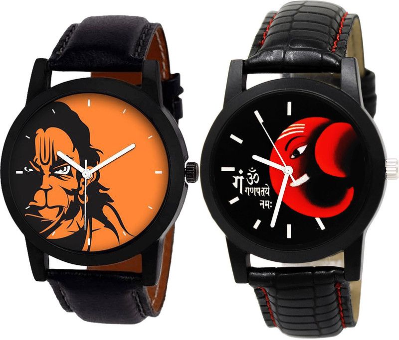 combo watch Analog Watch - For Girls Love Hanuman And Ganpti Analogue Black Color Boys And Men Watch - B26-B120 (Combo Of 2 )