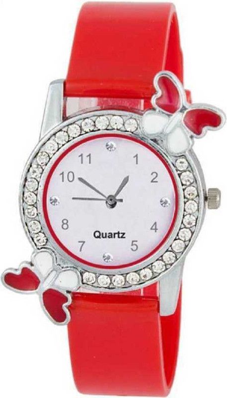 Stylish Professional Watch Analog Watch - For Girls Latest new bf Red color belt with diamond Ring Watch for Girls, Watch for Womens
