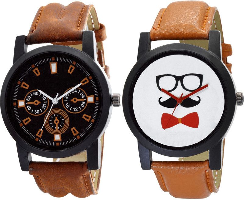 combo watch Analog Watch - For Girls Classical Unique Beard Style Analogue Brown Color Boys And Men Watch - B30-B53 (Combo Of 2 )