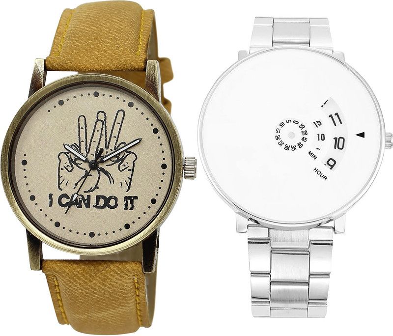 combo watch Analog Watch - For Girls Designer I Cand Do It Analogue Brown And Silver Color Boys And Men Watch - BL46.30-B82 (Combo Of 2 )
