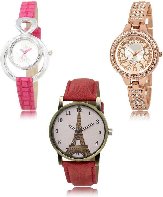 Latest Set of 3 Stylish Attractive Professional Designer Combo Analog Watch - For Women LR-205-216-230 Premium Quality Collection