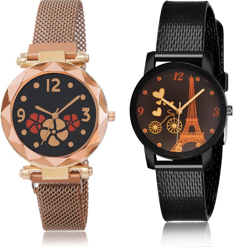 Analog Watch - For Women Contemporary 3D Design 2 Watch Combo For Women And Girls - G653-G524