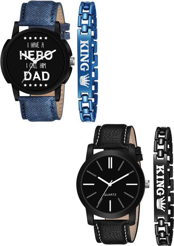 NEW STYLISH LEATHER STRAP AND BRACLET COMBO PACK FOR MEN Analog Watch - For Boys BFW-352
