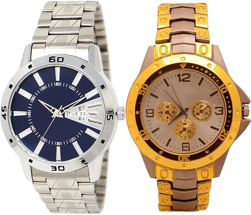combo watch Analog Watch - For Girls Latest Rich Day And Date Analogue Silver Color Boys And Men Watch - BL46.102-B74 (Combo Of 2 )
