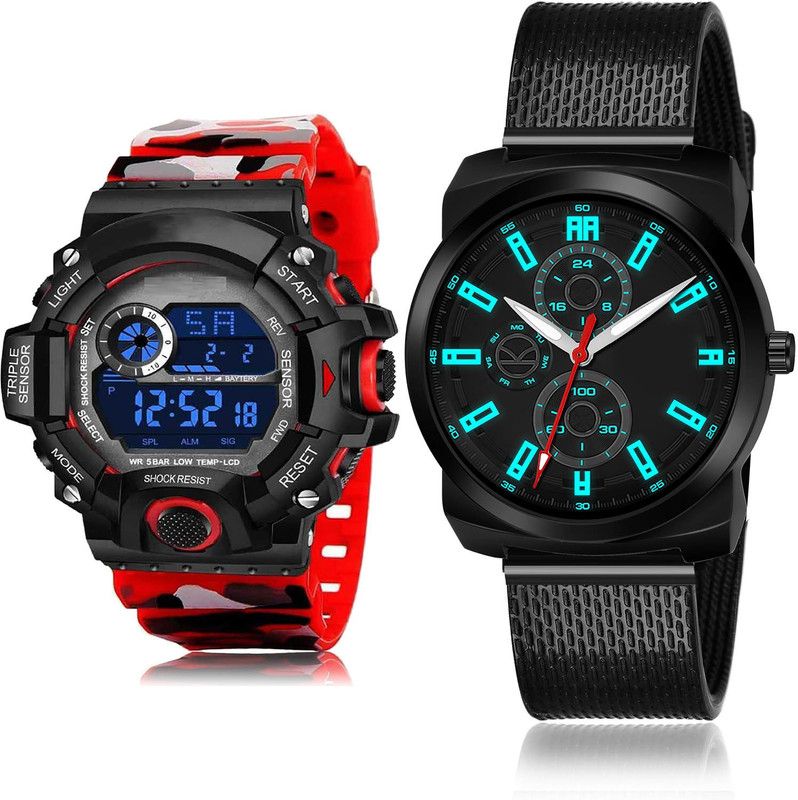 Analog-Digital Watch - For Men Best Branded 2 Watch Combo For Boys And Men - BC21-(63-S-10)