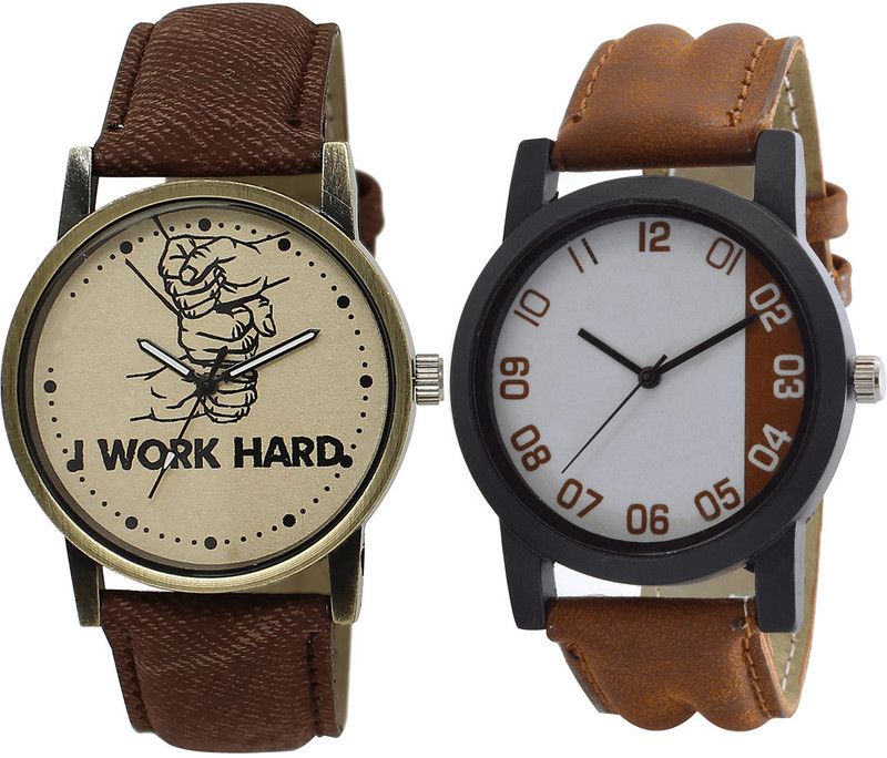 combo watch Analog Watch - For Girls New Heart I Work Hard Analogue Brown Color Boys And Men Watch - BL46.29-B39 (Combo Of 2 )