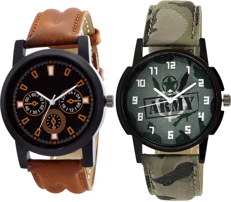 combo watch Analog Watch - For Girls Present Army Analogue Brown And Green Color Boys And Men Watch - B30-B21 (Combo Of 2 )