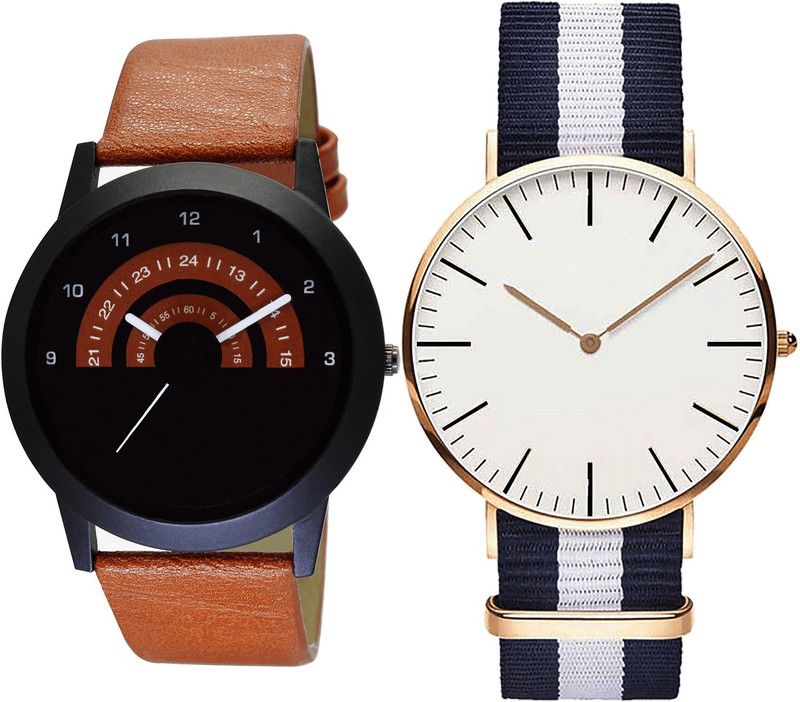 combo watch Analog Watch - For Girls New Wrist Analogue Brown And Blue Color Boys And Men Watch - B46-B109 (Combo Of 2 )