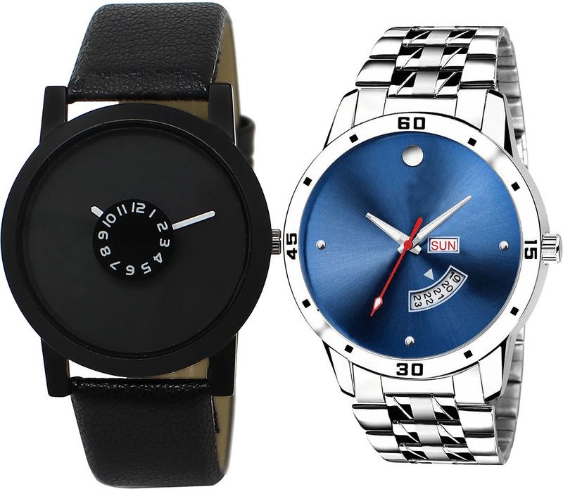 combo watch Analog Watch - For Girls Treading Unique Day And Date Analogue Black And Silver Color Boys And Men Watch - BL46.25-BL46.105 (Combo Of 2 )