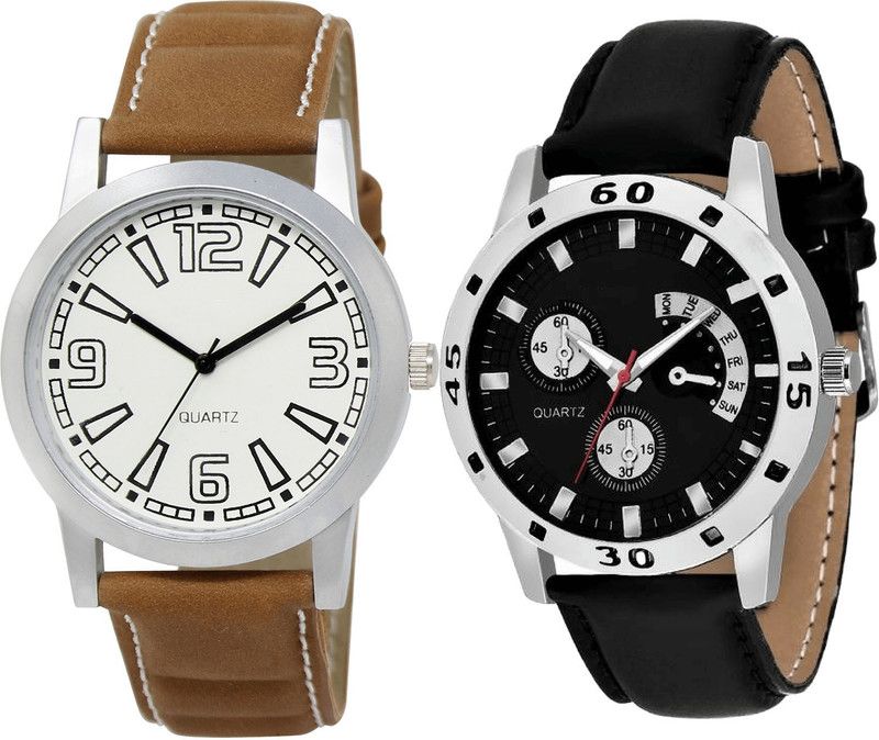combo watch Analog Watch - For Girls Modish Stylish Analogue Brown And Black Color Boys And Men Watch - BL46.15-B58 (Combo Of 2 )