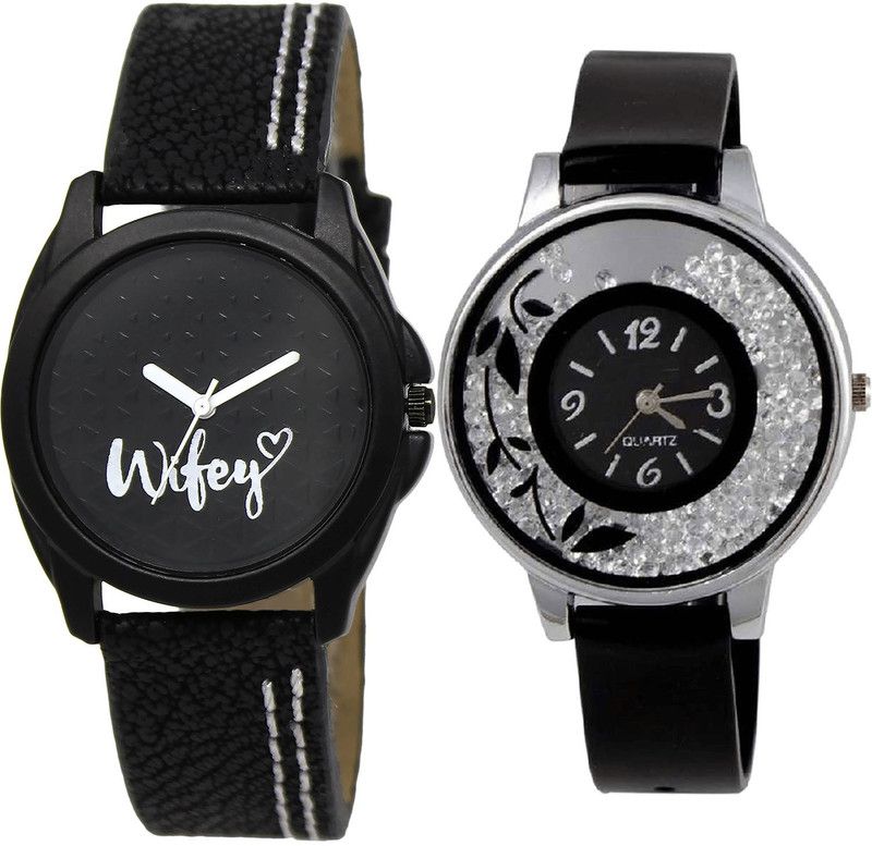 combo watch Analog Watch - For Girls Classical Rich Wife And Flower Analogue Black Color Girls And Women Watch - Gl234-G86 (Combo Of 2 )