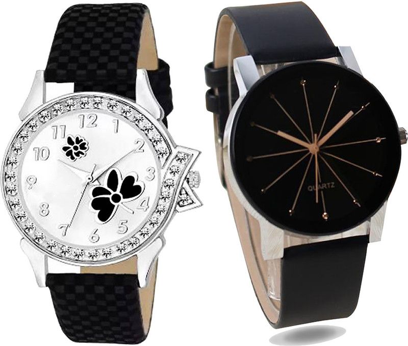 combo watch Analog Watch - For Girls Classical Branded Flower Analogue Black Color Girls And Women Watch - G126-G174 (Combo Of 2 )