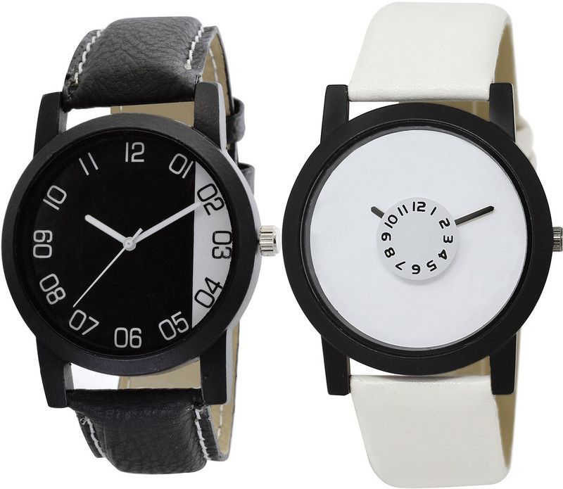 combo watch Analog Watch - For Girls Modish Traditional Analogue Black And White Color Boys And Men Watch - B38-BL46.26 (Combo Of 2 )