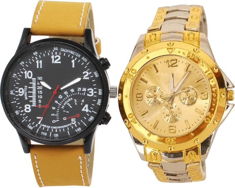 combo watch Analog Watch - For Girls Modish Designer Analogue Brown And Silver Color Boys And Men Watch - B42-B75 (Combo Of 2 )