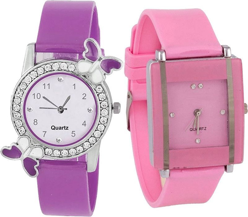 combo watch Analog Watch - For Girls Latest Exclusive Butterfly Analogue Purple And Pink Color Girls And Women Watch - G100-G14 (Combo Of 2 )