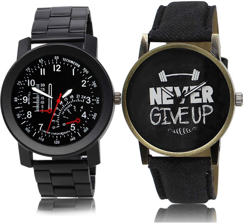 combo watch Analog Watch - For Men Contemporary Gift Chain Watch And Never Give Up Watch - B908-BL46.27 (Combo Of 2 )