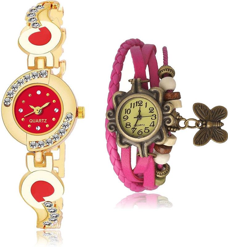 combo watch Analog Watch - For Men & Women Latest Luxury Chain And Butterfly Combo Watch For Girls And Women - G441-G63