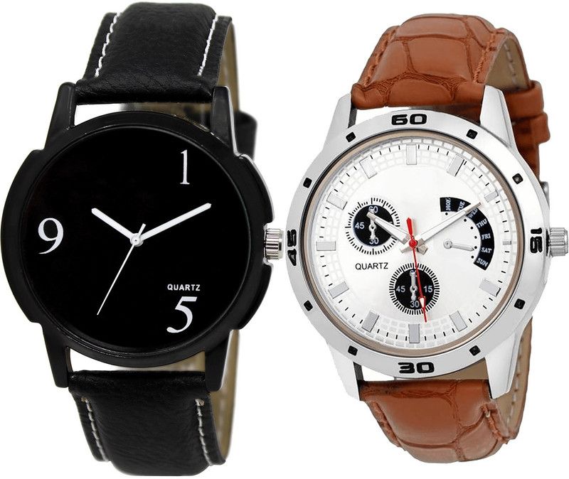 combo watch Analog Watch - For Girls Treading Luxury Analogue Black And Brown Color Boys And Men Watch - BL46.6-B52 (Combo Of 2 )