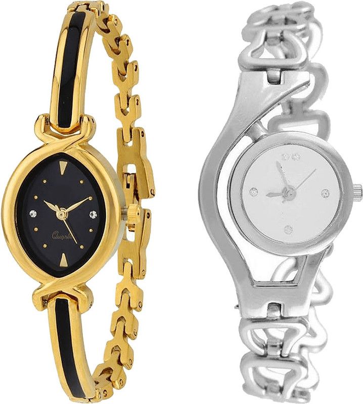 combo watch Analog Watch - For Girls Modern Diwali Analogue Gold And Silver Color Girls And Women Watch - G121-G70 (Combo Of 2 )