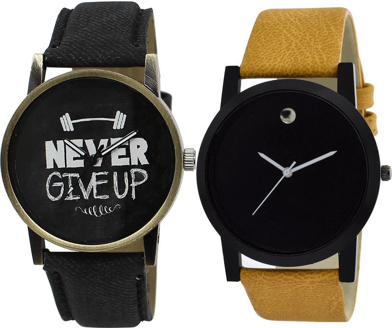 combo watch Analog Watch - For Girls New Party Wedding Never Give Up Analogue Black And Brown Color Boys And Men Watch - BL46.27-B59 (Combo Of 2 )