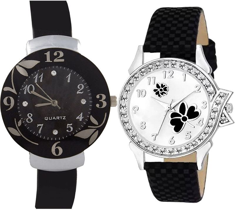 combo watch Analog Watch - For Girls Classical Technology Flower Analogue Black Color Girls And Women Watch - G24-G126 (Combo Of 2 )