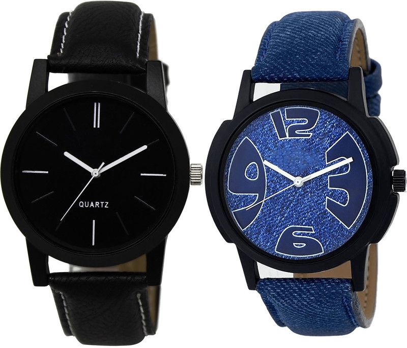 combo watch Analog Watch - For Girls Contemporary Quartz Love Dad Analogue Black And Blue Color Boys And Men Watch - BL46.5-B9 (Combo Of 2 )