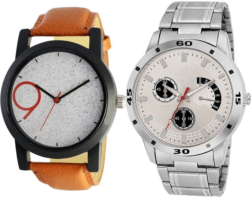 combo watch Analog Watch - For Girls Best Designer Analogue Brown And Silver Color Boys And Men Watch - B33-BL46.101 (Combo Of 2 )
