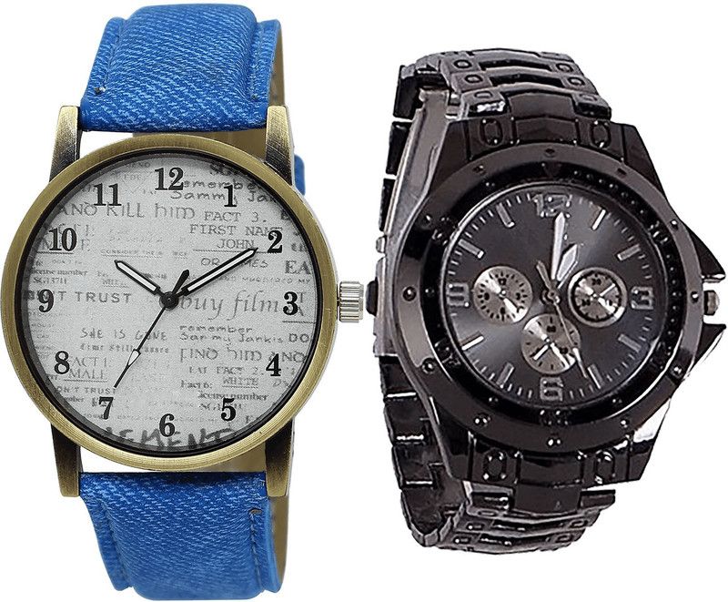 combo watch Analog Watch - For Girls Contemporary Style Analogue Blue And Black Color Boys And Men Watch - BL46.28-B70 (Combo Of 2 )