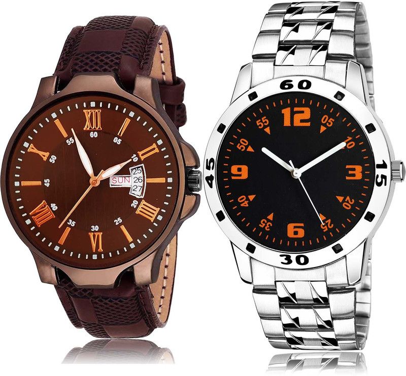 combo watch Analog Watch - For Men New Party Wedding Day And Date And Chain Watch Combo Watch For Boys And Men - BRM2-B862
