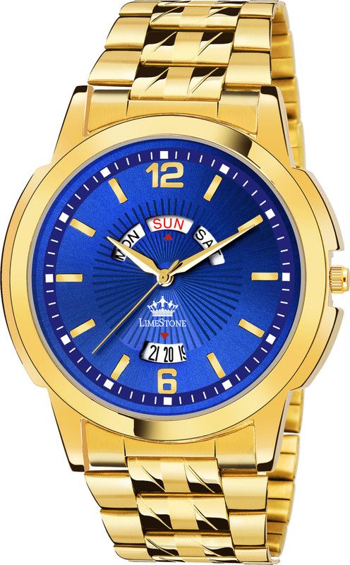 Day & Date Original Gold Plated HMTS Quartz Analog Watch - For Men LS2813