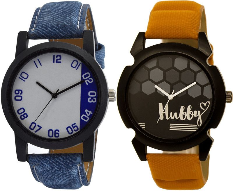combo watch Analog Watch - For Girls Classical Italian Designer Hubby Analogue Blue And Brown Color Boys And Men Watch - B40-BL46.32 (Combo Of 2 )