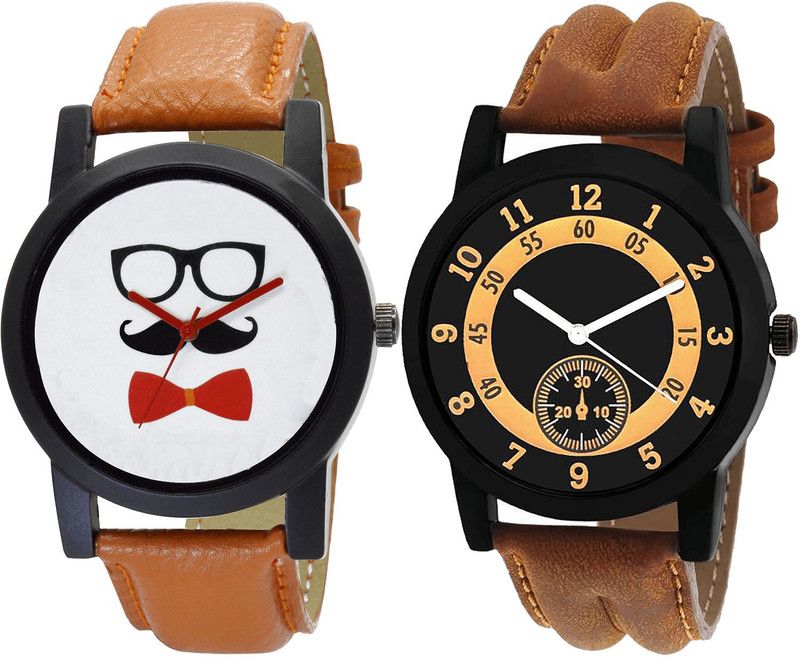 combo watch Analog Watch - For Girls Classical Casual Beard Style Analogue Brown Color Boys And Men Watch - B53-B14 (Combo Of 2 )