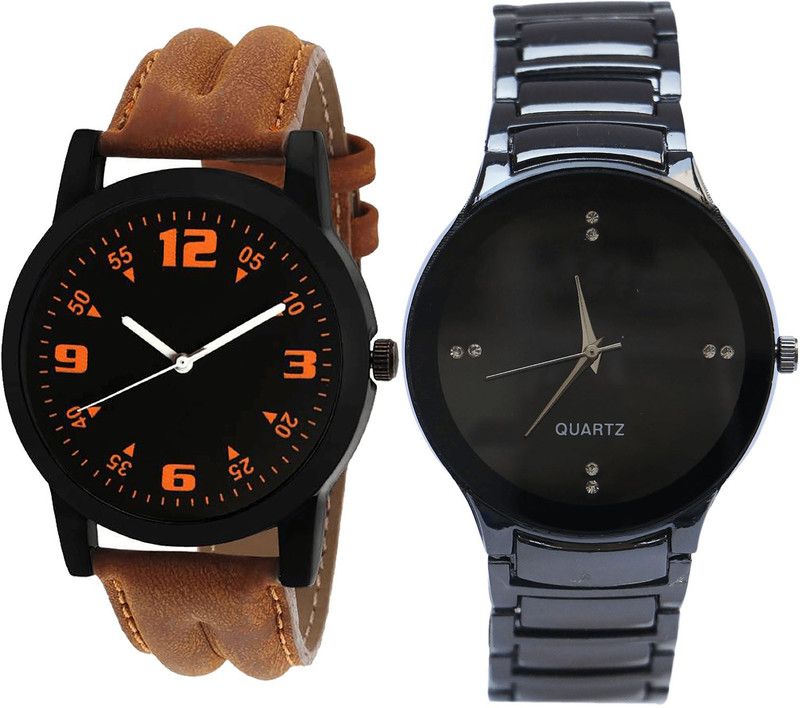 combo watch Analog Watch - For Girls Modern Royal Analogue Brown And Black Color Boys And Men Watch - B15-B67 (Combo Of 2 )
