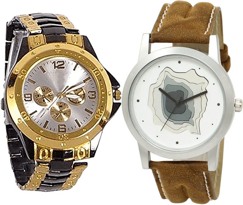 combo watch Analog Watch - For Girls Treading Fashionable Analogue Black And Brown Color Boys And Men Watch - B73-BL46.9 (Combo Of 2 )