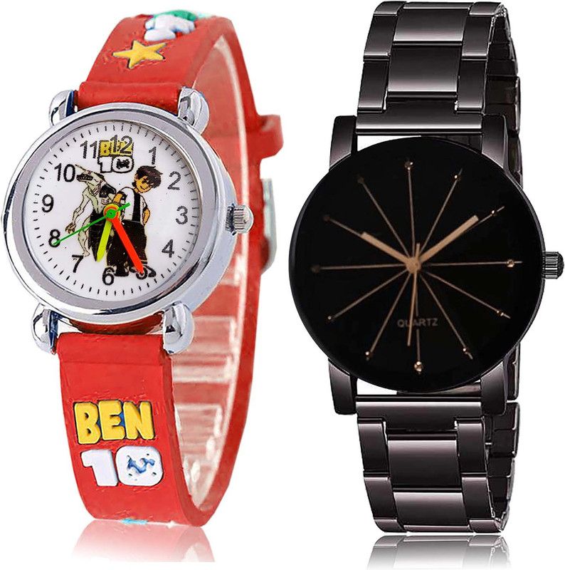 combo watch Analog Watch - For Girls Best Chronograph Ben 10 Kids And Crystal Shape Glass 2 Watch Combo For Girls And Women - GC120-G520