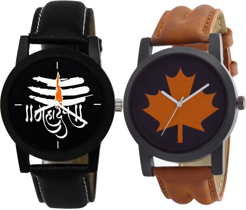 combo watch Analog Watch - For Girls Latest Royal Mahadev Analogue Black And Brown Color Boys And Men Watch - B114-B34 (Combo Of 2 )