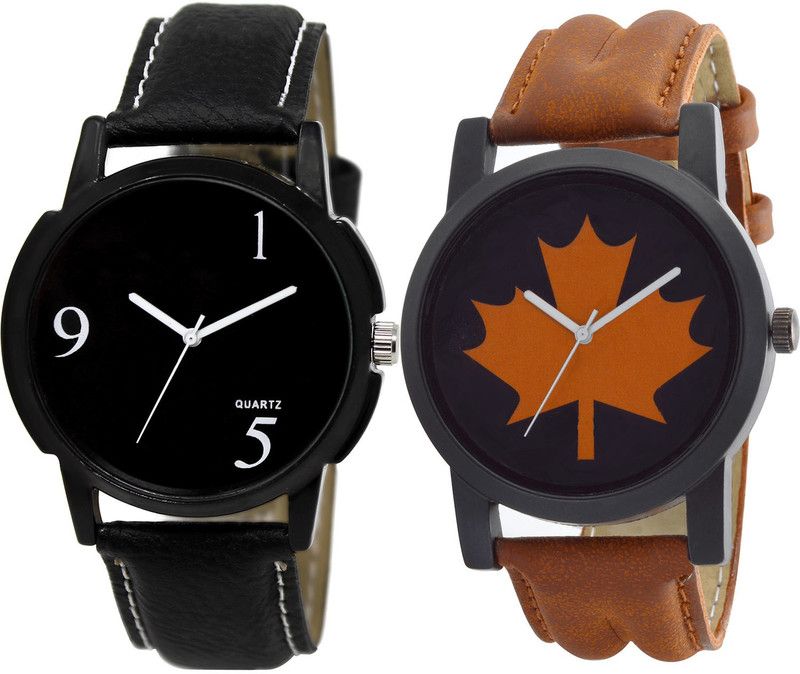 combo watch Analog Watch - For Girls Latest Quartz Analogue Black And Brown Color Boys And Men Watch - BL46.6-B34 (Combo Of 2 )