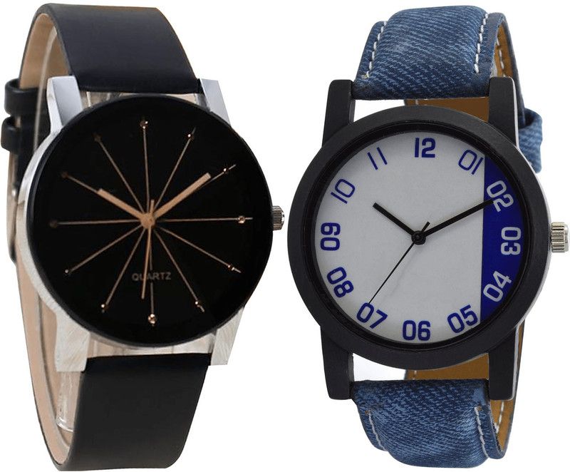 combo watch Analog Watch - For Girls Fashionable Analogue Black And Blue Color Boys And Men Watch - B51-B40 (Combo Of 2 )