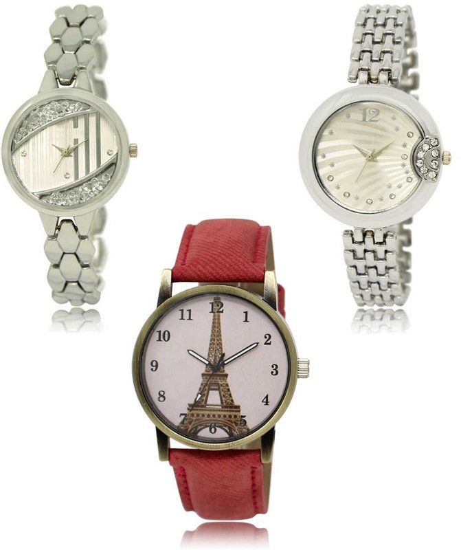 Latest Set of 3 Stylish Attractive Professional Designer Combo Analog Watch - For Women LR-223-227-230 Premium Quality Collection