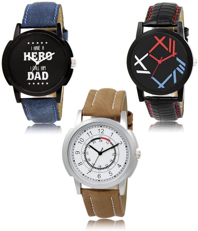 Stylish Attractive Professional Designer Combo Analog Watch - For Men R-07-12-17 Hot Selling Premium Quality Collection Latest Set of 3