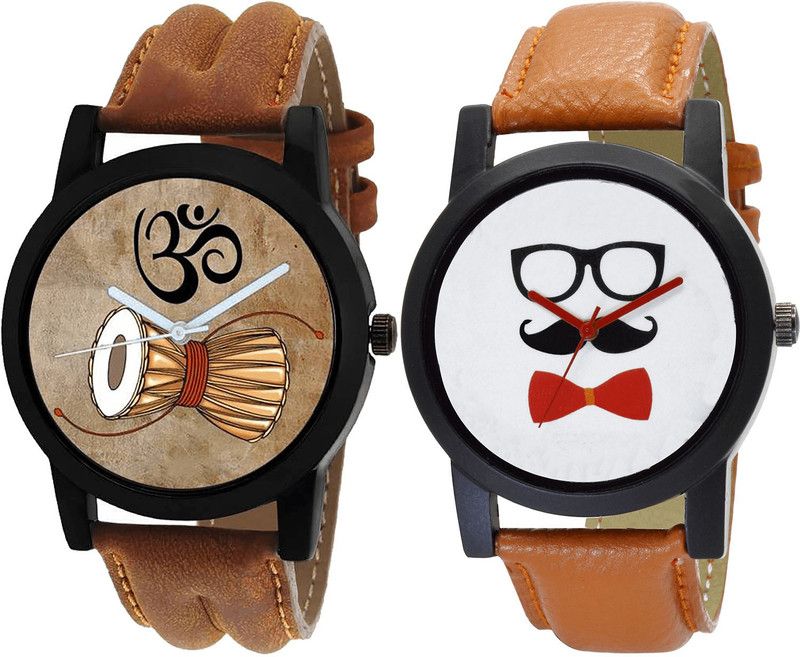 combo watch Analog Watch - For Girls Best Exclusive Damru And Beard Style Analogue Brown Color Boys And Men Watch - B25-B53 (Combo Of 2 )