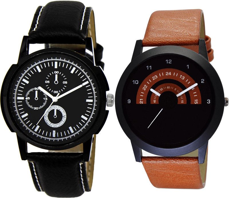 combo watch Analog Watch - For Girls Contemporary Technology Analogue Black And Brown Color Boys And Men Watch - BL46.13-B46 (Combo Of 2 )