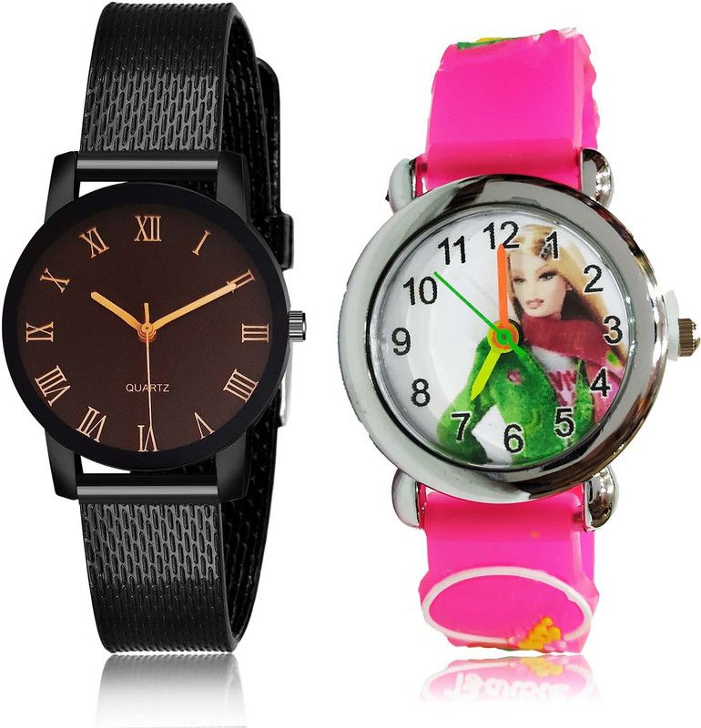 combo watch Analog Watch - For Girls Classical Trendy Sports And Doll Kids 2 Watch Combo For Girls And Women - G529-GC43