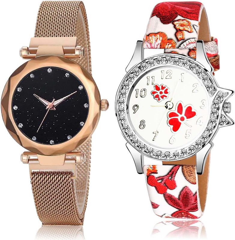 combo watch Analog Watch - For Women Best Gift Magnet And Flower Dimond Combo Watch For Girls And Women - GC9-G409