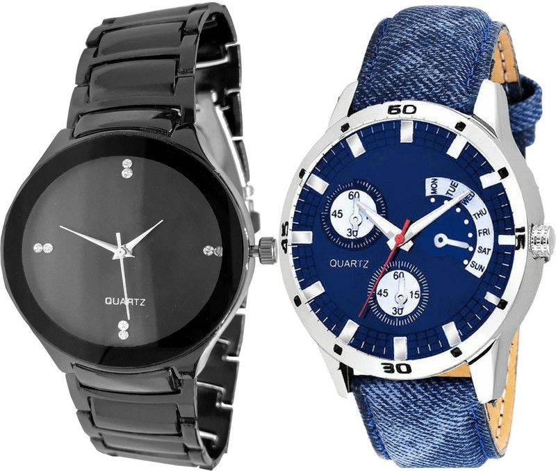 combo watch Analog Watch - For Men Contemporary Style Analogue Black And Blue Color Boys And Men Watch - B67-B57 (Combo Of 2 )