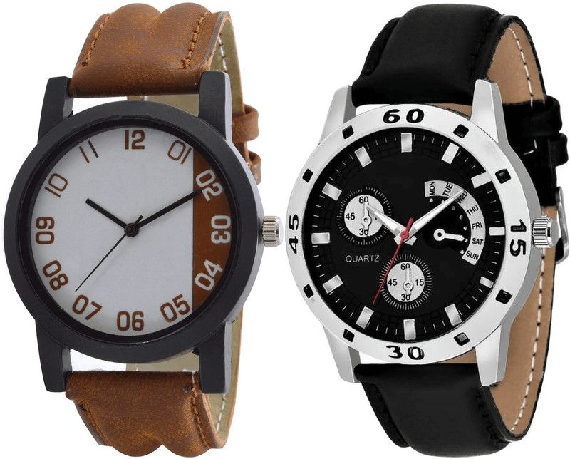 combo watch Analog Watch - For Girls Best Gift Analogue Brown And Black Color Boys And Men Watch - B39-B58 (Combo Of 2 )