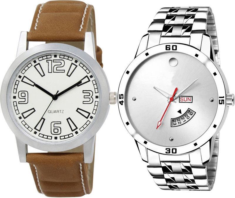 combo watch Analog Watch - For Girls New Rich Day And Date Analogue Brown And Silver Color Boys And Men Watch - BL46.15-BL46.103 (Combo Of 2 )